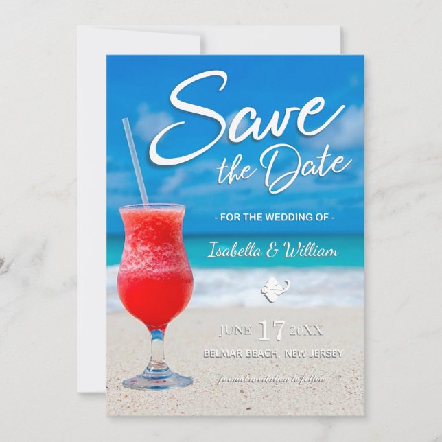 Save The Date Élégant Ocean Beach Summer Drink Enregistrer la da (Devant)