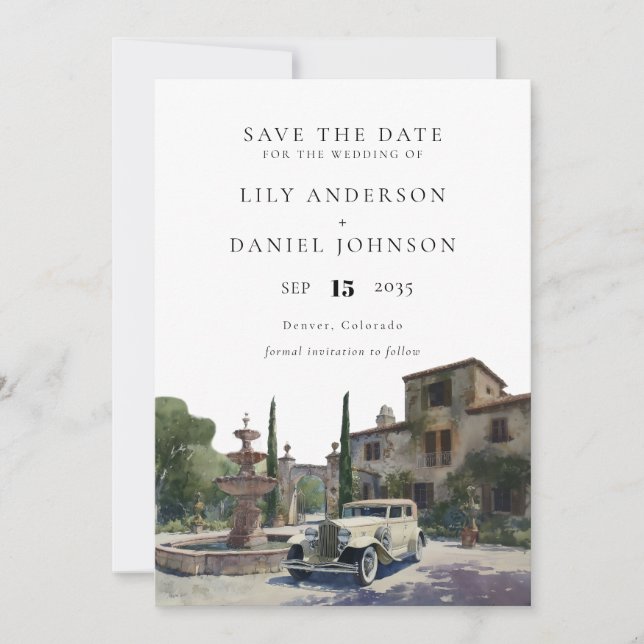 Save The Date Elegant Old Money Country Estate Wedding (Devant)