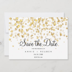 Save The Date Élégant Or étoiles Moderne Simple