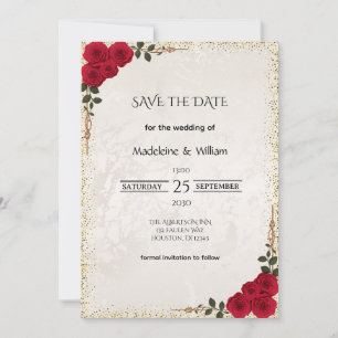 Save The Date Elégant or Romantique Roses Rouge Mariage
