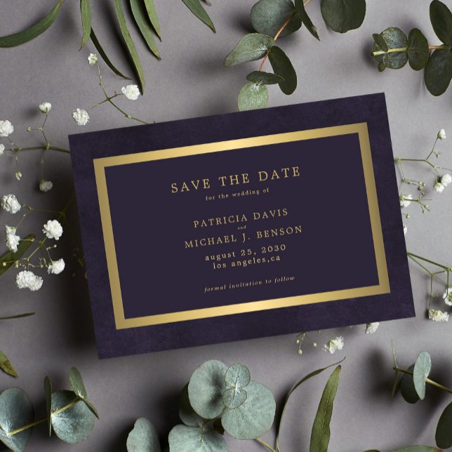 Save The Date Élégant or violet simple typographie mariage (Créateur téléchargé)