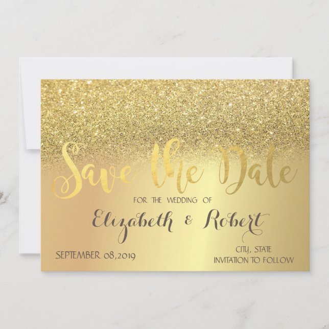 Save The Date Elegant Parties scintillant Or Enregistrer La Date (Devant)