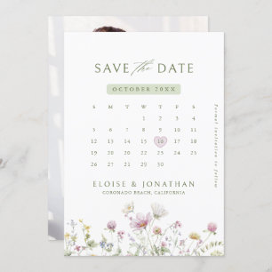 Save The Date Élégant Pastel Fleur sauvage Soft Photo botanique