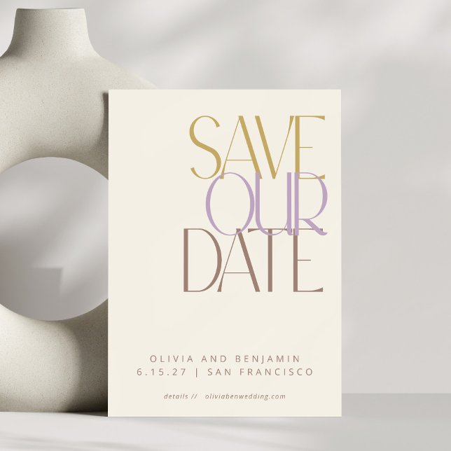 Save The Date Elégant Pastel Mid Century Typographie moderne (Créateur téléchargé)