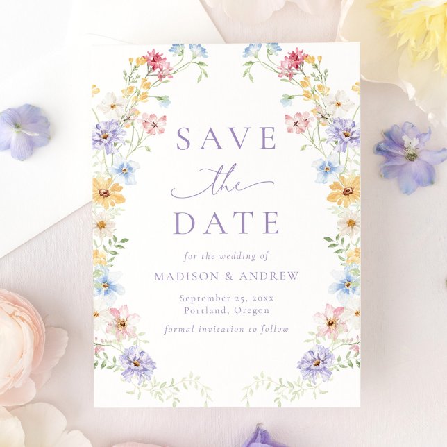 Save The Date Elegant Pastel Wildflower Garden Wedding (Créateur téléchargé)