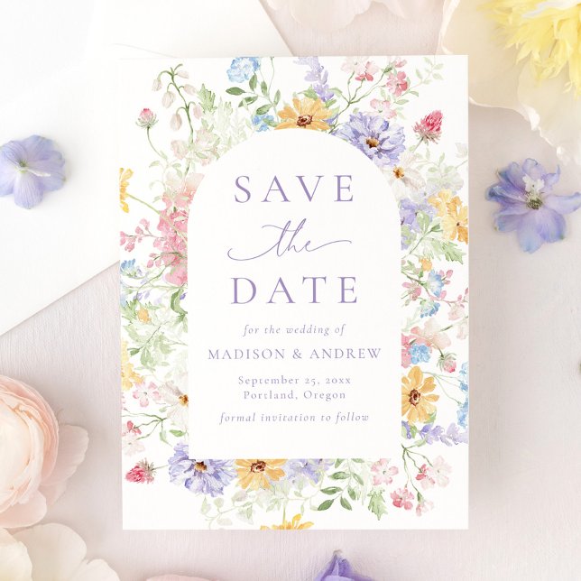 Save The Date Elegant Pastel Wildflower Garden Wedding (Créateur téléchargé)