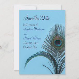 Save The Date Elegant Peacock Enregistrer la Date (turquoise)