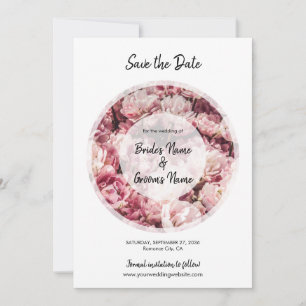 Save The Date Elégant Peonies Roses Mariage Enregistrer La Date