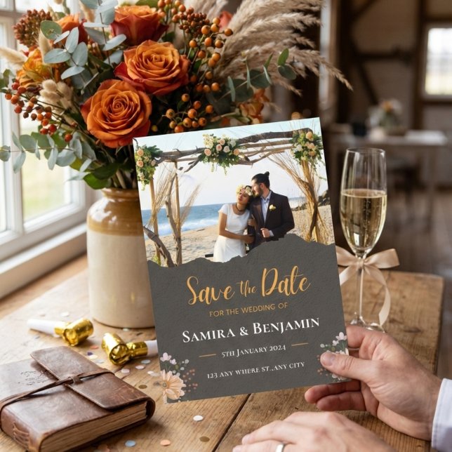 Save The Date Elegant Photo Wedding – Modern Formal Fall Country (Elegant Photo Wedding – Modern Formal Fall Country Save The Date)