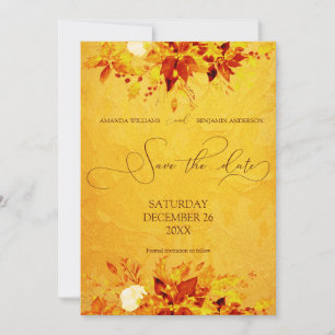 Save The Date Élégant poinsettia rouge et or aquarelle pour mari