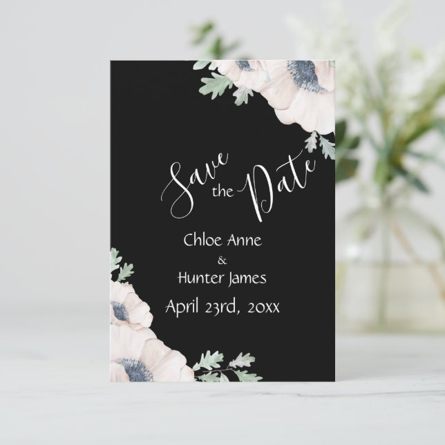 Save The Date Élégant Poppy Floral Chic Moderne Simple (Debout devant)