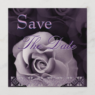 Save The Date Élégant PURPLE Rose Mariage Date de sauvegarde Inv