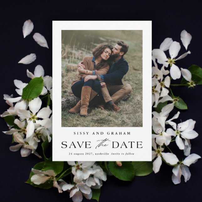 Save The Date Elégant QR Code 2 Mariage photo (Elegant QR Code 2 Photo Wedding Save the Date Card.)