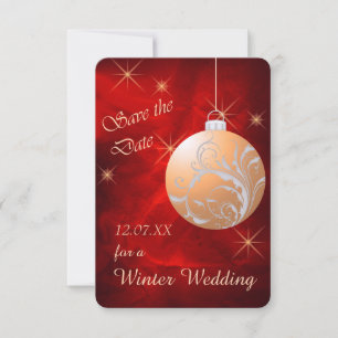 Save The Date Elégant Red Gold Noel Mariage Enregistrer la date