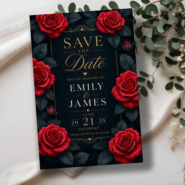 Save The Date Elegant Red Rose  (Créateur téléchargé)