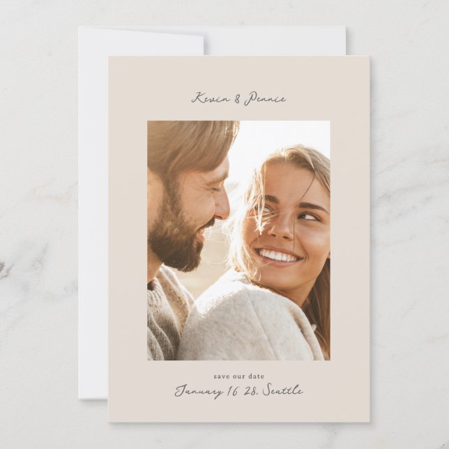 Save The Date Elegant Retro Photo Wedding  (Devant)