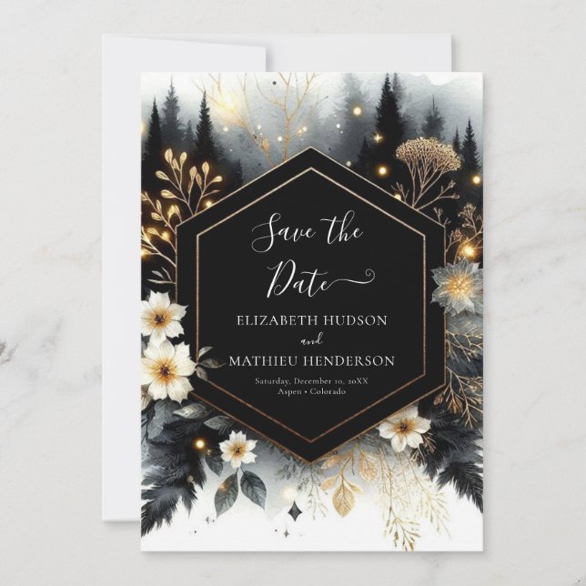 Save The Date Élégant Romance Enchanted Mariage forestier (Devant)