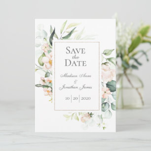 Save The Date Élégant romantique floral aquarelle floutée Script