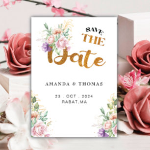 Save The Date Élégant Romantique Succulents Gold Green