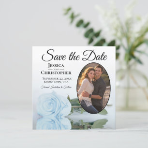 Save The Date Elégant Rose bleu clair et bleu foncé et Mariage p