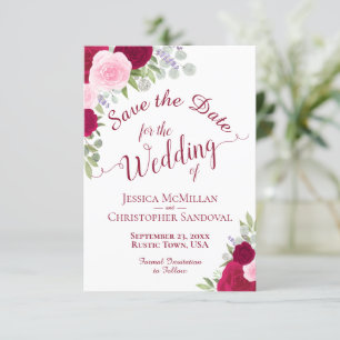 Save The Date Elégant Rose  Boho rose Magenta Mariage