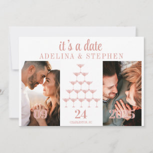 Save The Date Élégant Rose Champagne Tour Mariage Script