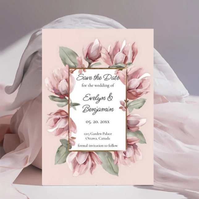 Save The Date Élégant Rose Dusty Blush (Créateur téléchargé)