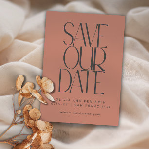 Save The Date Élégant Rose en terre cuite simple moderne photo t