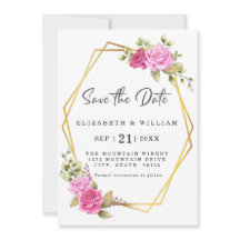 Élégant rose floral doré géométrique
