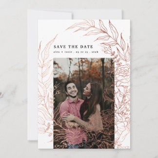 Save The Date Élégant Rose floral romantique Mariage de couronne