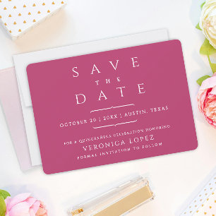 Save The Date Elégant Rose foncé sophistiqué Mis Quince Años