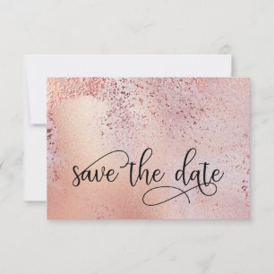 Save The Date Élégant Rose Gold Faux Foil et Parties scintillant