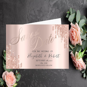 Save The Date Élégant Rose Gold Parties scintillant Drives Enreg