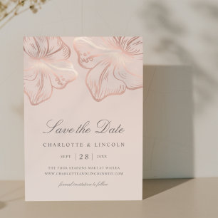 Save The Date Élégant Rose Hibiscus Mariage à fleurs