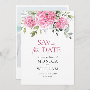 Save The Date Élégant rose Hydrangea Floral Mariage Photo