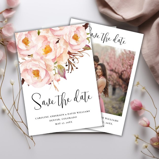 Save The Date Élégant rose Mariage photo (Créateur téléchargé)