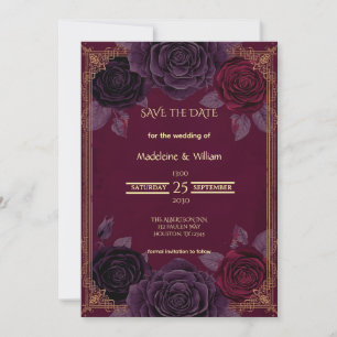 Save The Date Élégant Rose romantique Mariage gothique