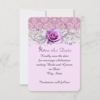 Save The Date Élégant Rose torsades ruban Damas Enregistrer la d