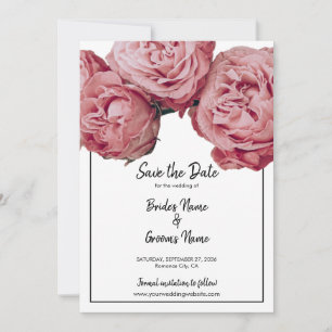 Save The Date Élégant Roses Rose Mariage Enregistrer La Date