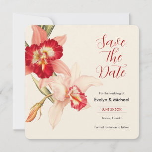 Save The Date Elégant Rouge Cattleya Orchidées Mariage Enregistr