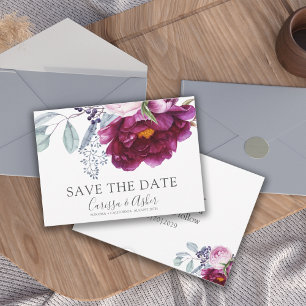 Save The Date Élégant Rouge Violet Vert Floral Enregistrer La Da