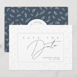 Save The Date Élégant Royal Blue Opulence Feuille Mariage photo