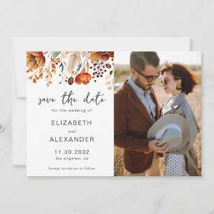 Save The Date Elégant Rustic automne floral mariage photo