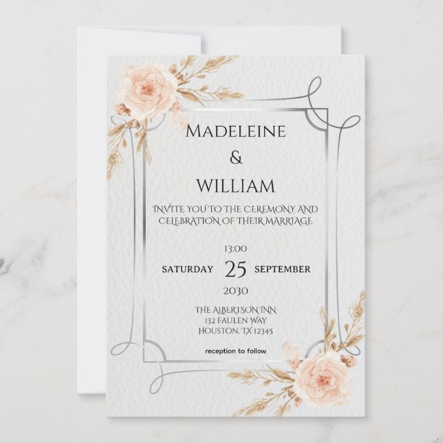 Save The Date Elégant Rustic Boho Fleur sauvage Mariage (Devant)