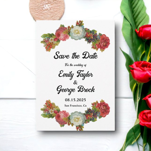 Save The Date Élégant Rustique Botanique Été Mariage Floral (Créateur téléchargé)