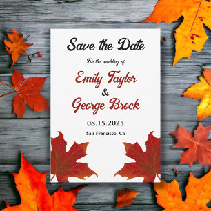 Save The Date Élégant Rustique Feuille romantique Mariage de aut