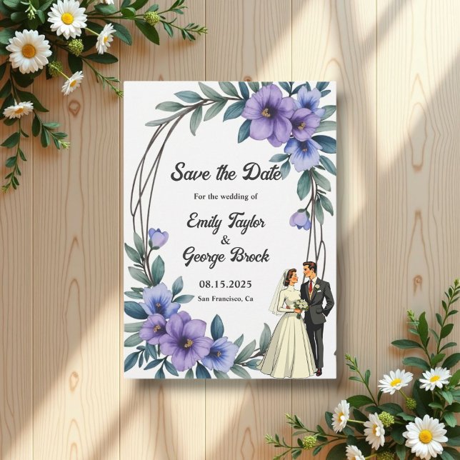 Save The Date Élégant Rustique Floral Wreath Bride Mariage de ch (Créateur téléchargé)