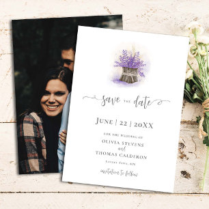 Save The Date Elégant Rustique Lavande Aquarelle Florale Photo