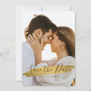 Save The Date Élégant Rustique Or Sauvegarder La Date avec Photo