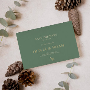 Save The Date Elégant Sage Green et Mariage de typographie or